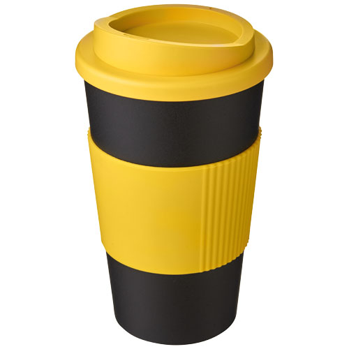 Gobelet isotherme promotionnel avec grip 350 ml Americano® Jaune / Noir